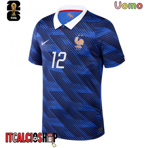Francia Bradley Barcola #12 Prima Maglia Mondiali 2026 Manica Corta